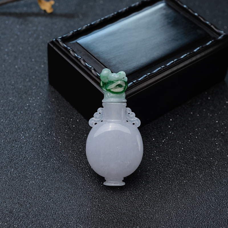缅甸天然飘翠翡翠拼接宝瓶摆件-红掌柜