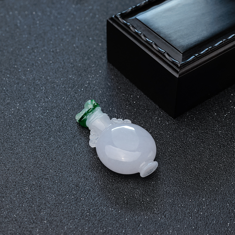 缅甸天然糯种翡翠拼接宝瓶摆件-红掌柜