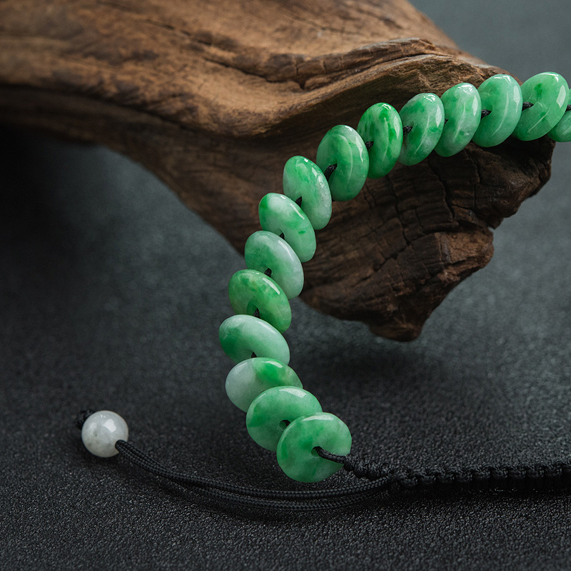 缅甸翡翠平安扣手串-红掌柜