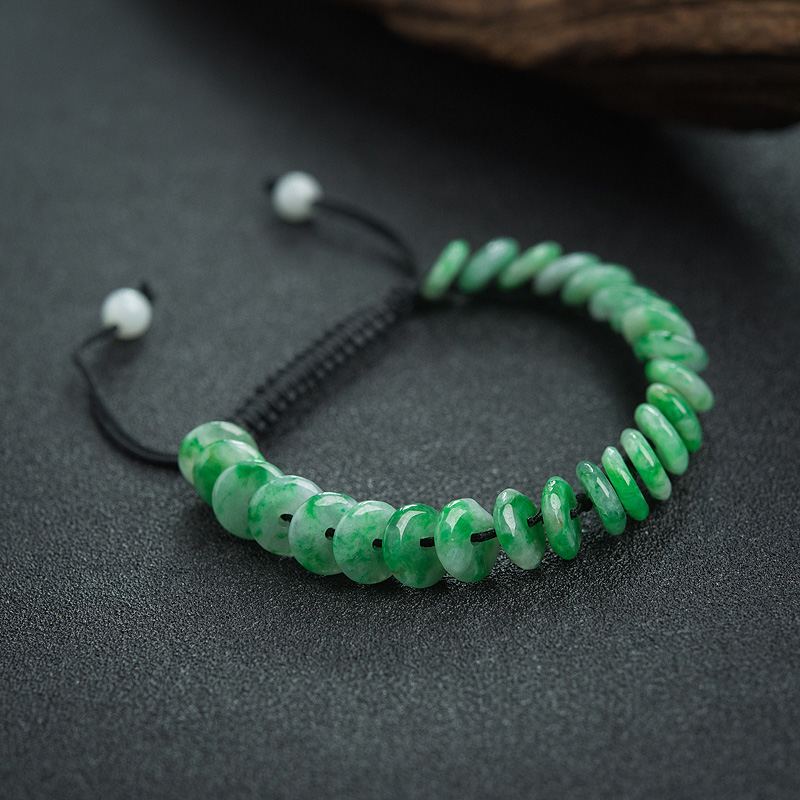 飘翠翡翠平安扣手串-红掌柜