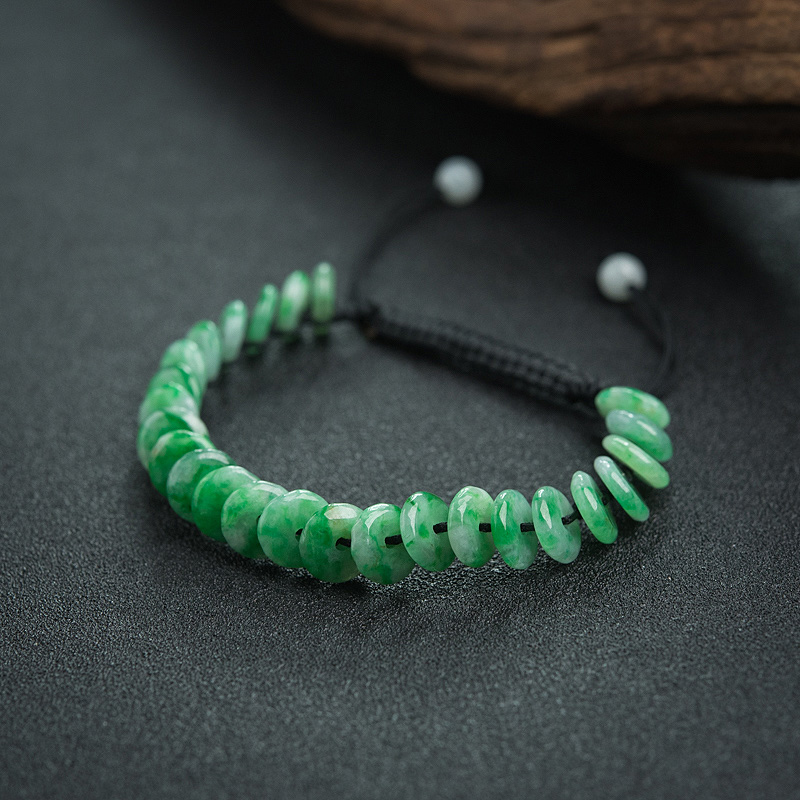 糯种翡翠平安扣手串-红掌柜