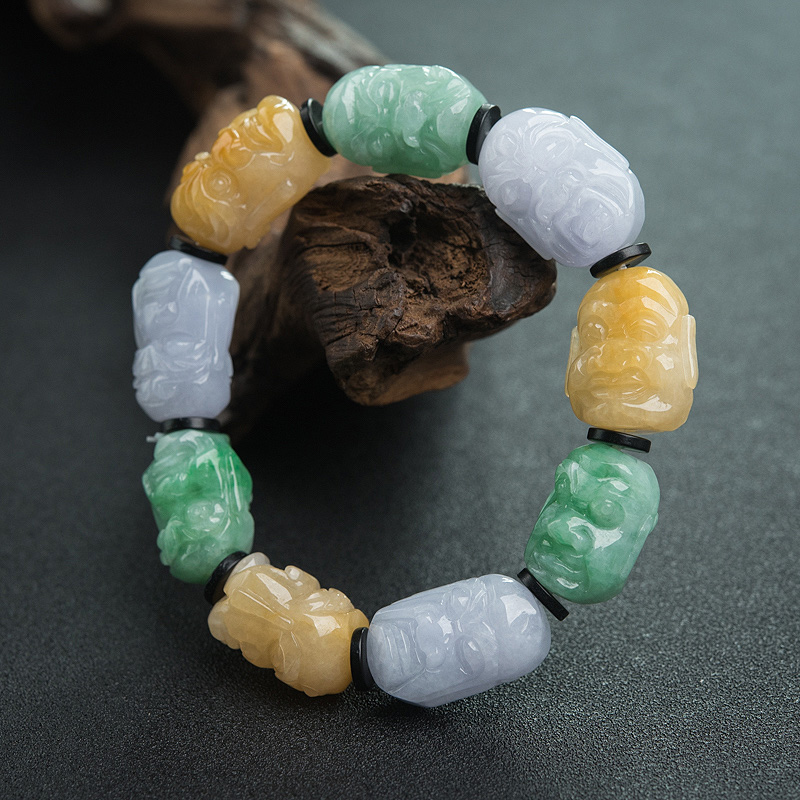 糯种翡翠罗汉头单圈手串-红掌柜