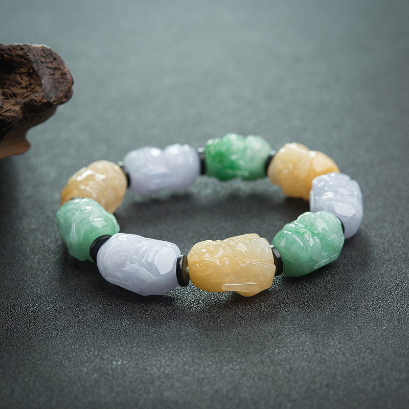 翡翠罗汉头手串-红掌柜