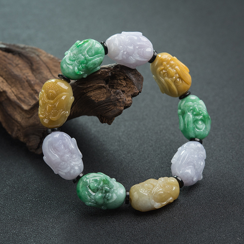 福禄寿翡翠罗汉头单圈手串-红掌柜