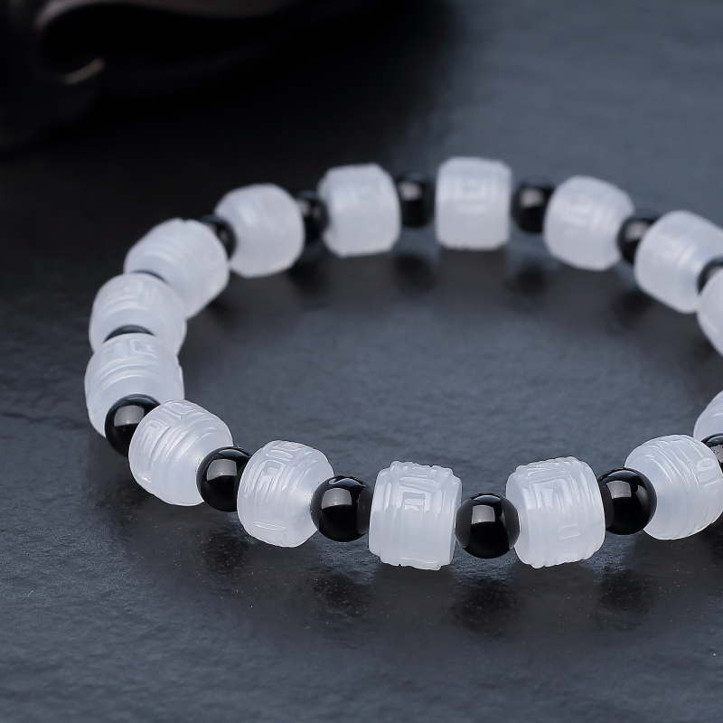 天然糯冰种翡翠桶珠手串-红掌柜