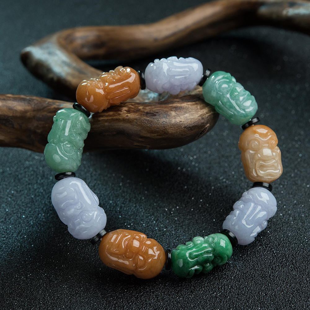福禄寿翡翠罗汉头单圈手串-红掌柜
