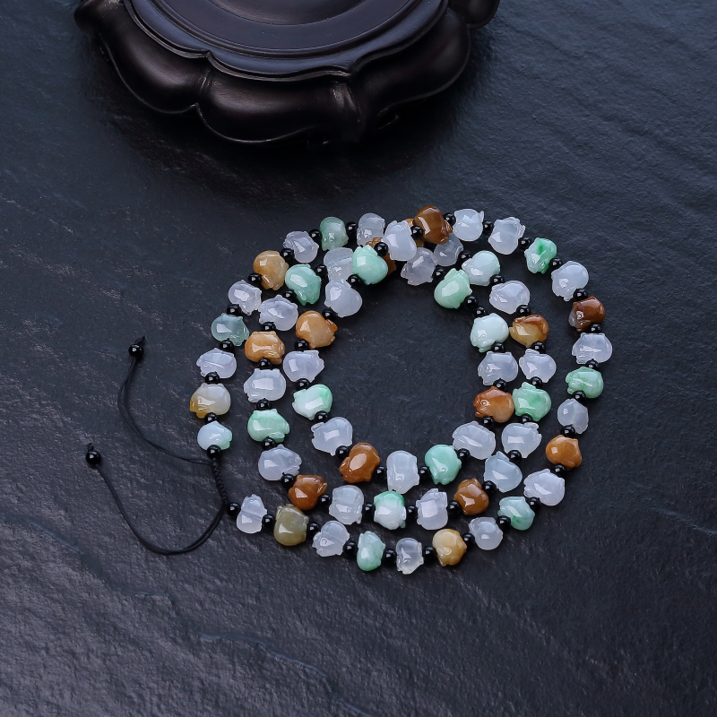 缅甸糯种福禄寿翡翠小猪项链-红掌柜