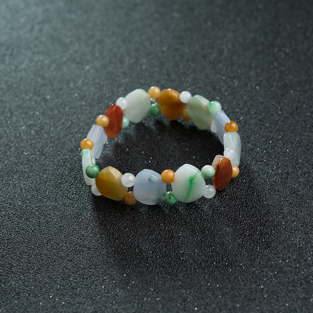 缅甸糯种福禄寿翡翠单圈手串-红掌柜