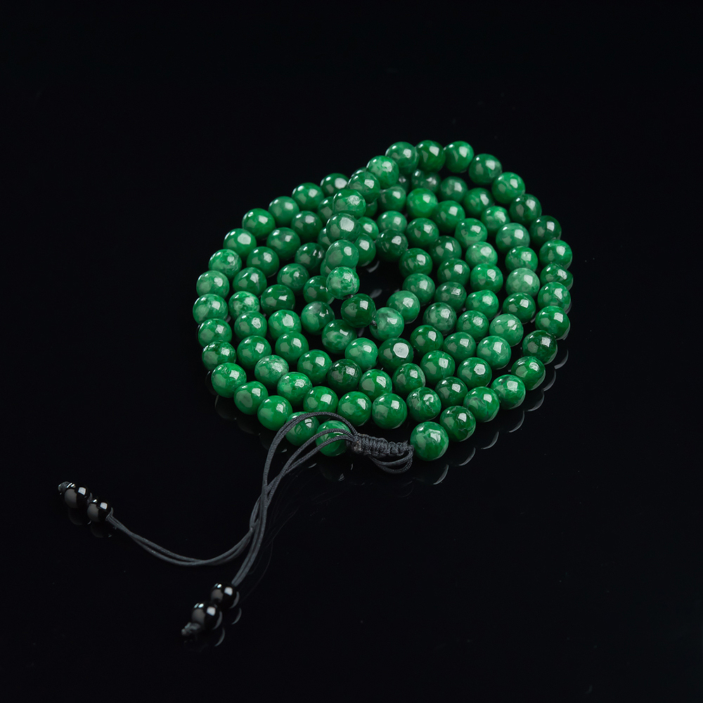 翠色翡翠108佛珠-红掌柜