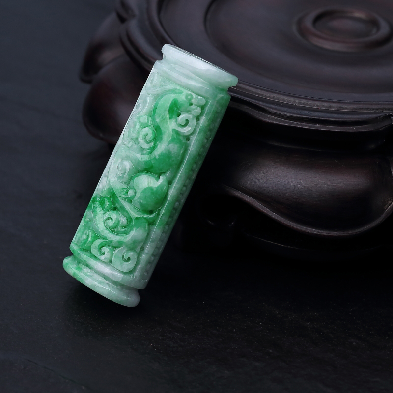 天然花青种翡翠凤凰吊坠-红掌柜