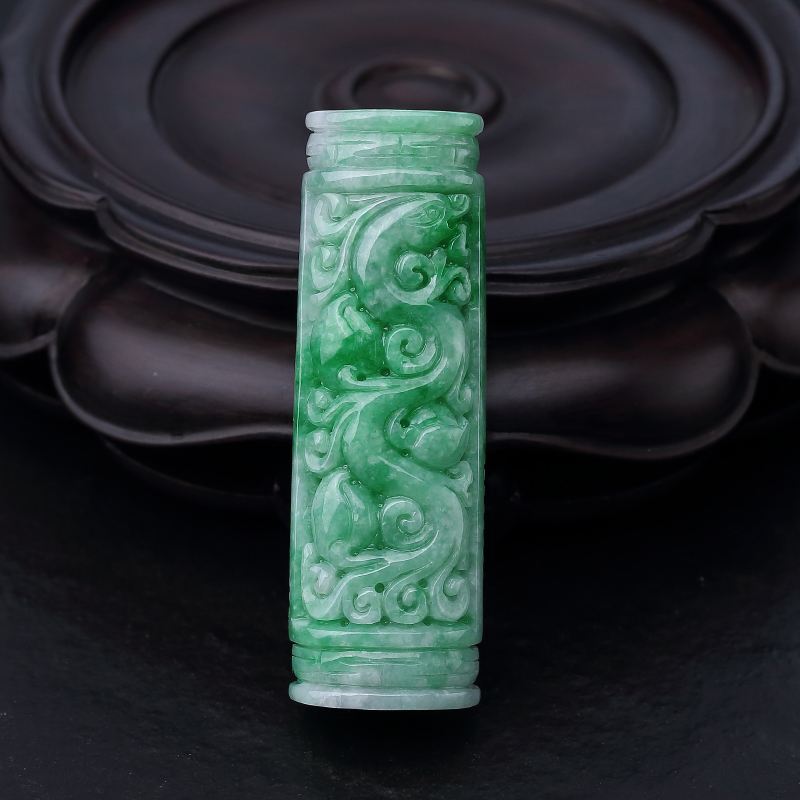 缅甸天然花青种翡翠凤凰吊坠-红掌柜