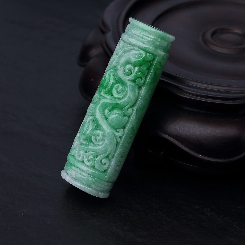天然花青种翡翠凤凰吊坠-红掌柜