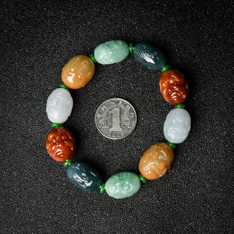 翡翠罗汉头手串-红掌柜