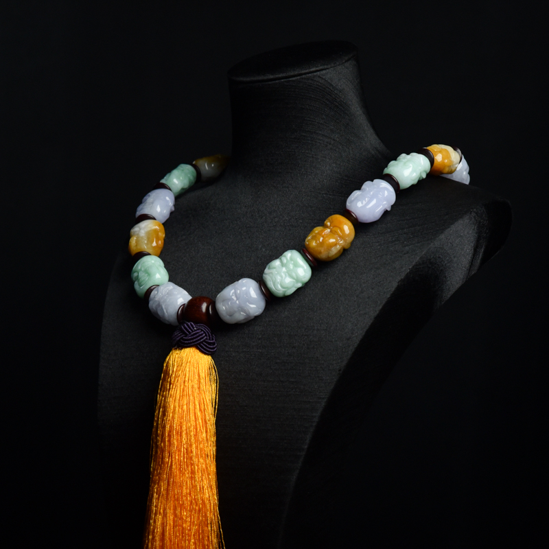 天然糯种福禄寿翡翠十八罗汉手持-红掌柜