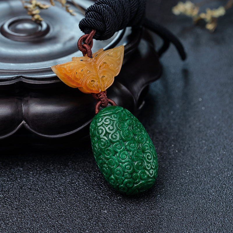 花青种翡翠吊坠-红掌柜