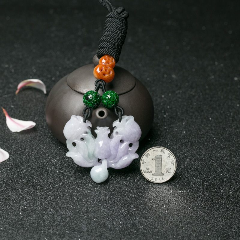 缅甸天然翡翠玫瑰花吊坠-红掌柜