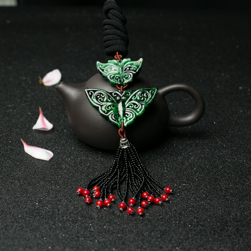 干青种翡翠蝴蝶毛衣链-红掌柜