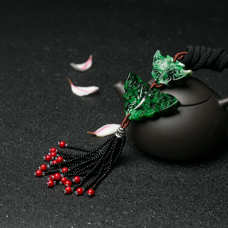 翡翠蝴蝶毛衣链-红掌柜