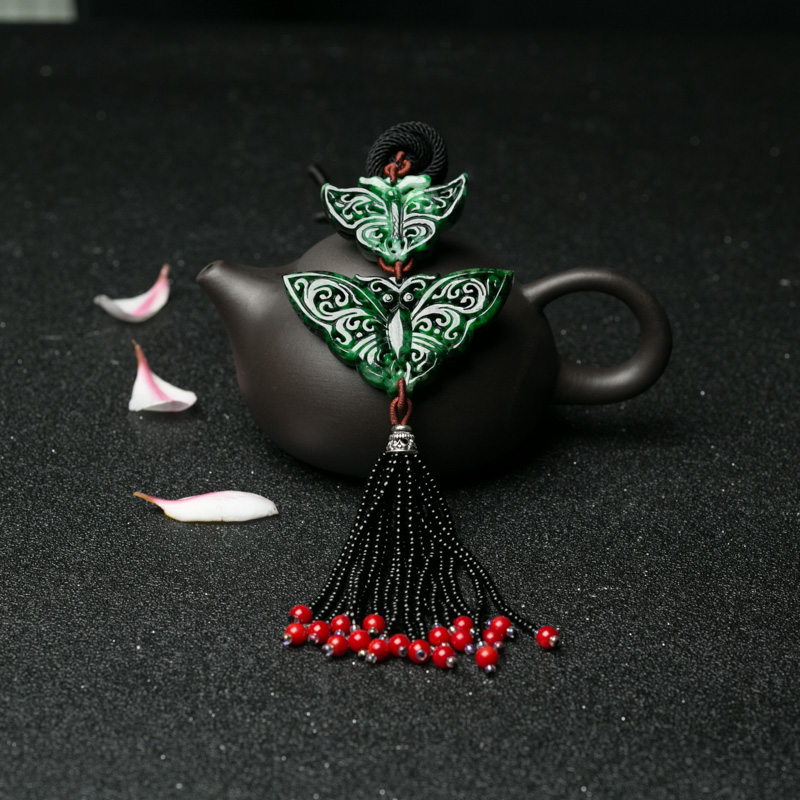 天然翡翠蝴蝶毛衣链-红掌柜