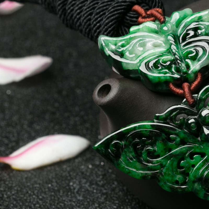 缅甸翡翠蝴蝶毛衣链-红掌柜