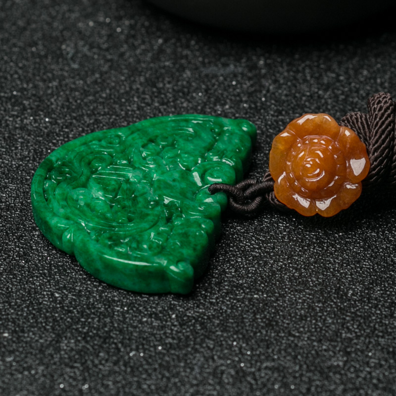 缅甸翡翠龙凤吊坠-红掌柜