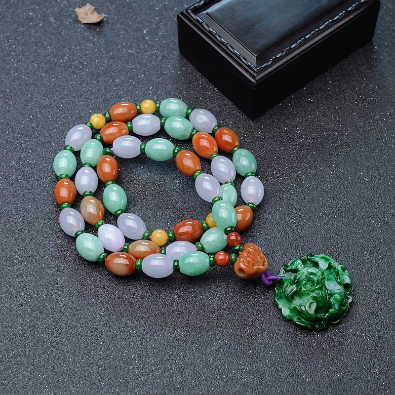 糯种福禄寿翡翠毛衣链-红掌柜