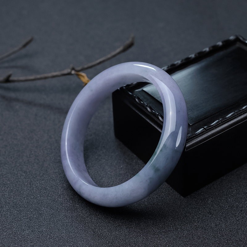 58mm糯种春带彩翡翠平安镯-红掌柜