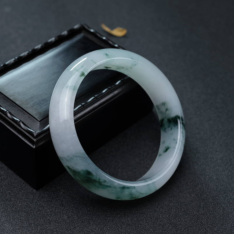 糯冰种飘花翡翠平安镯-红掌柜