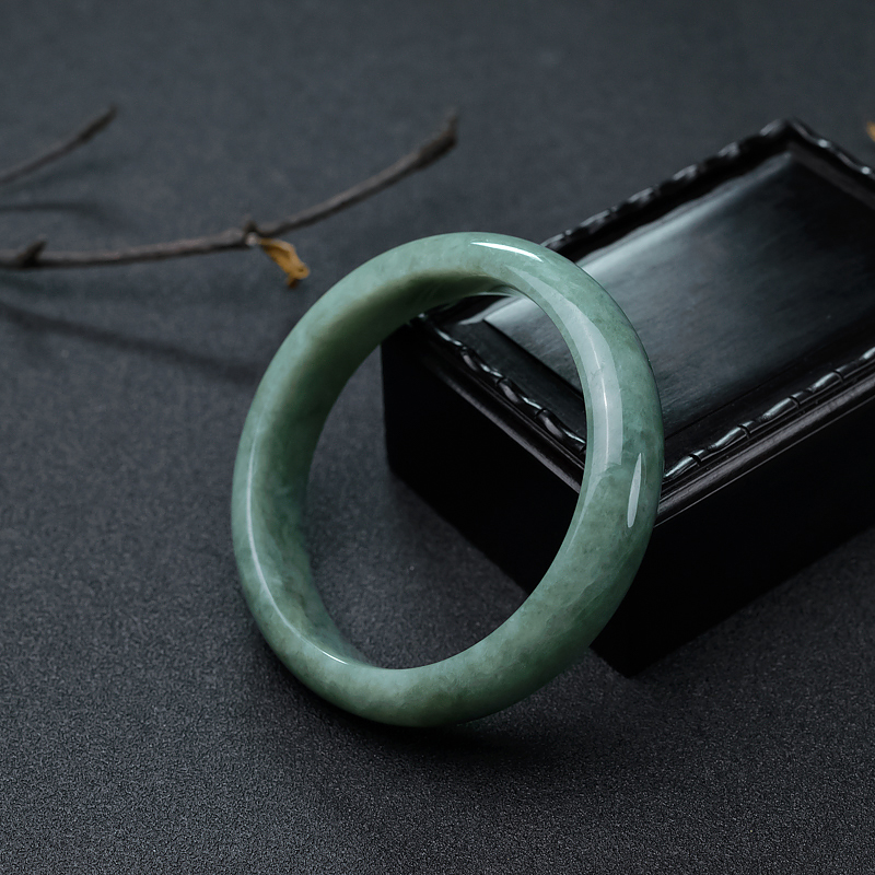 59mm豆种豆绿翡翠平安镯-红掌柜