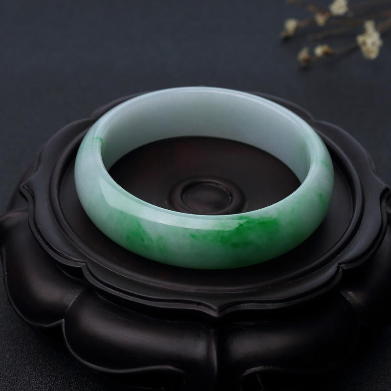 糯种飘翠翡翠平安镯-红掌柜