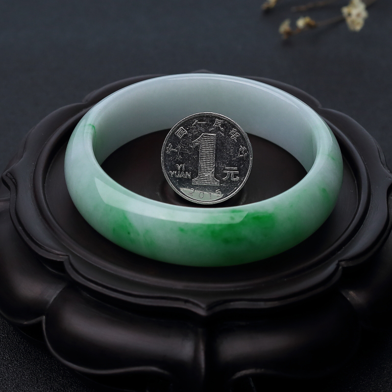 天然糯种翡翠平安镯-红掌柜