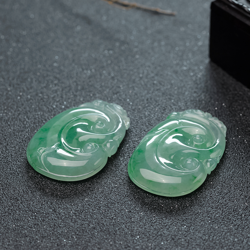 缅甸天然糯种翡翠如意吊坠-红掌柜