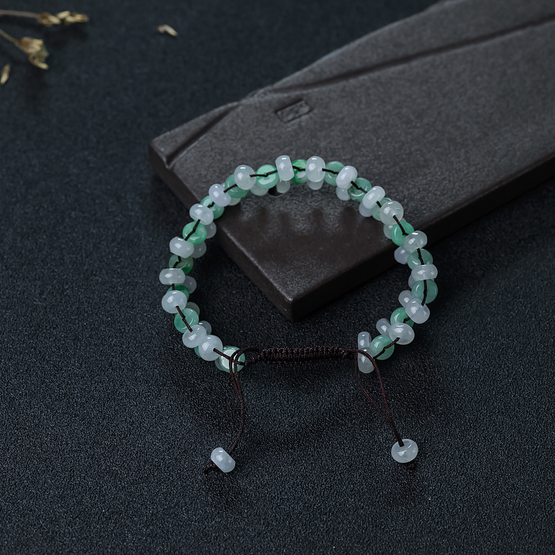 缅甸天然翡翠平安扣手链-红掌柜