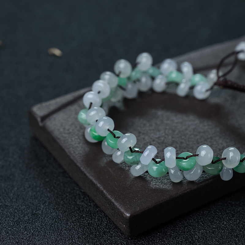 糯种翡翠平安扣手链-红掌柜