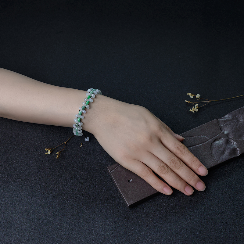 天然糯种翡翠手链-红掌柜