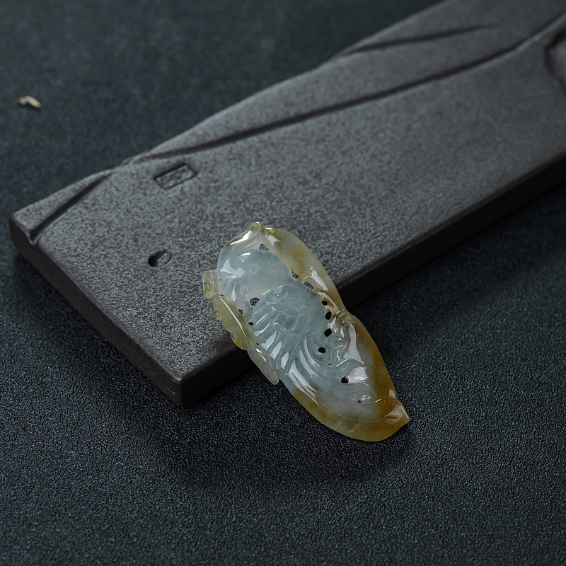 缅甸糯种俏色翡翠镂雕凤凰吊坠-红掌柜