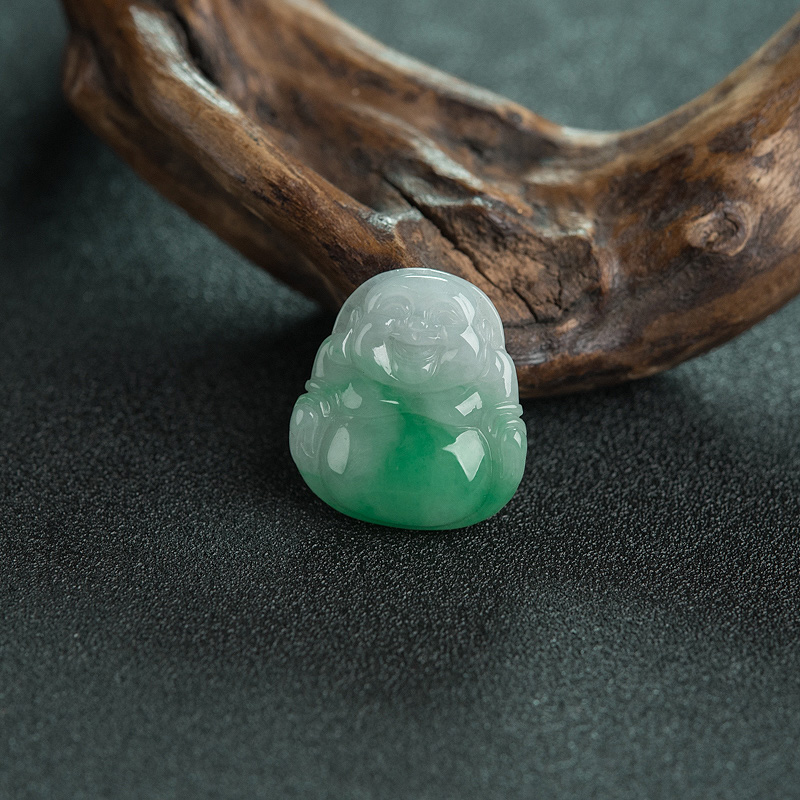 糯种翡翠佛吊坠-红掌柜