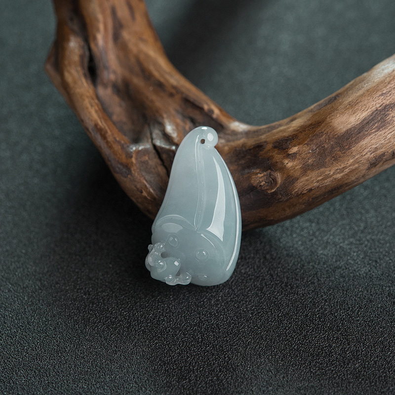 缅甸糯种翡翠连生贵子吊坠-红掌柜