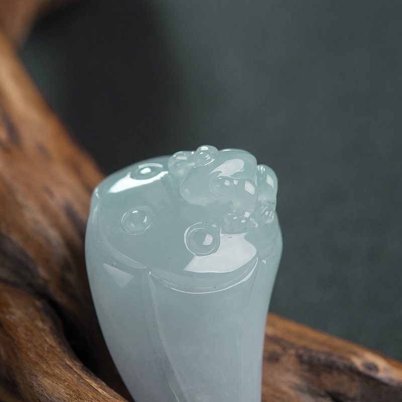 缅甸翡翠连生贵子吊坠-红掌柜