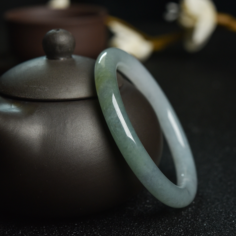 49.5mm糯冰种翡翠圆镯-红掌柜