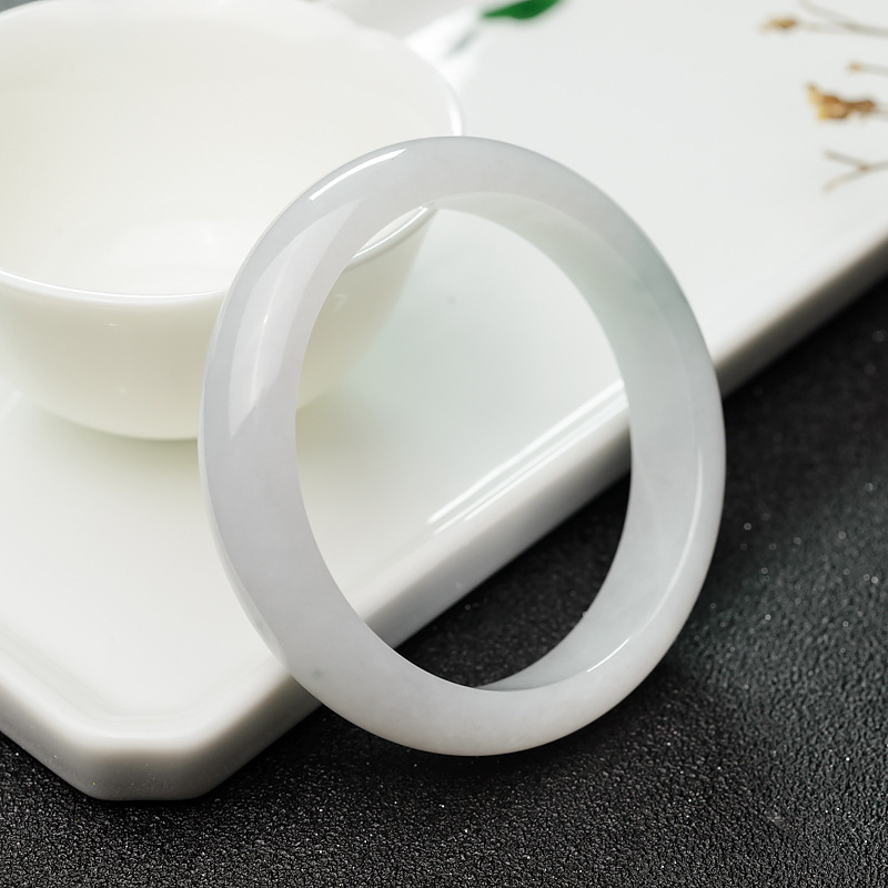 天然糯种飘花翡翠平安镯-红掌柜