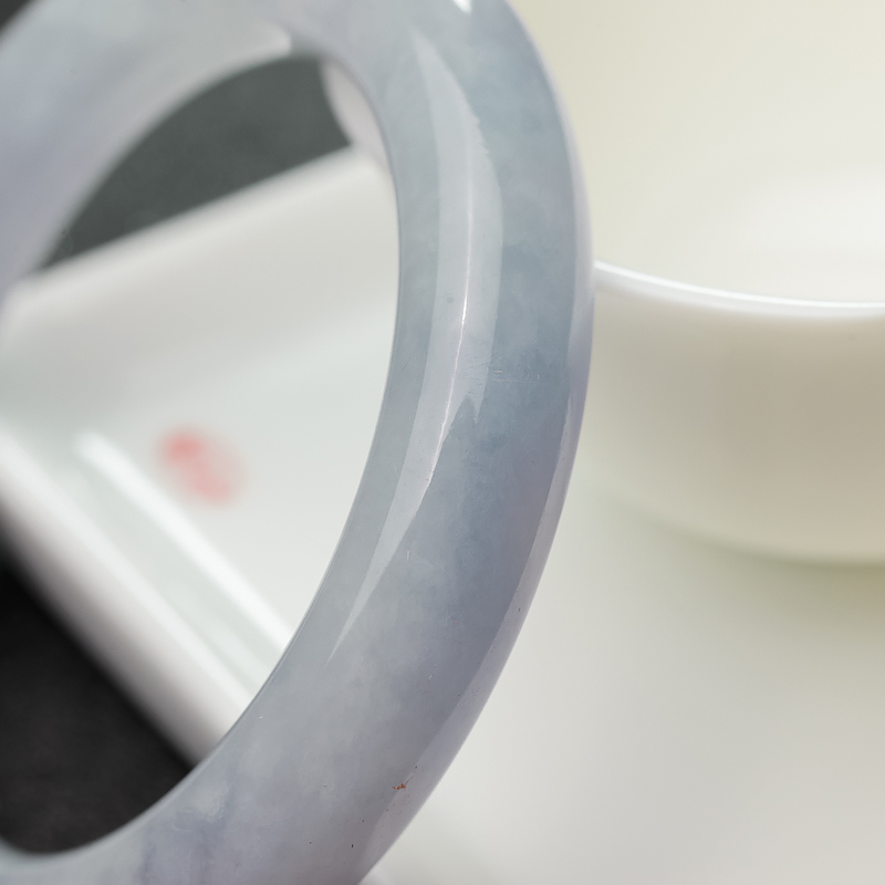 糯种浅紫色翡翠圆镯-红掌柜