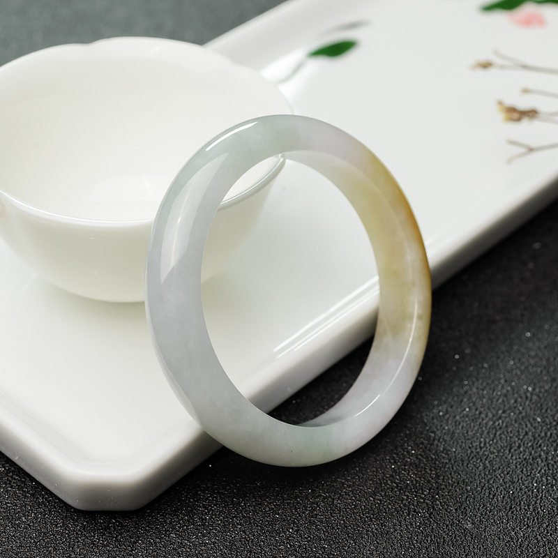 天然糯种俏色翡翠平安镯-红掌柜