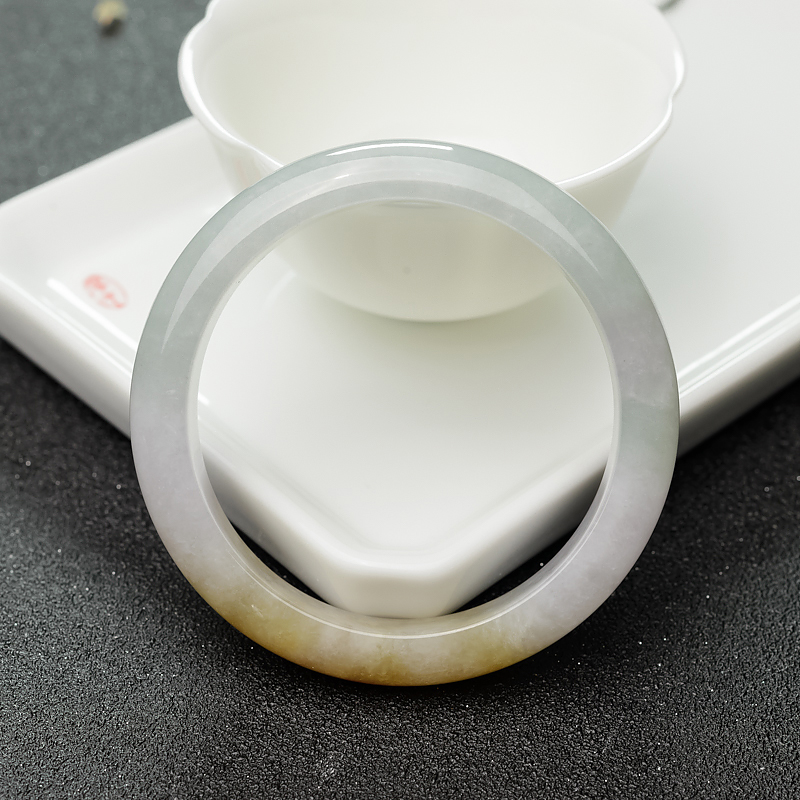 缅甸天然俏色翡翠平安镯-红掌柜