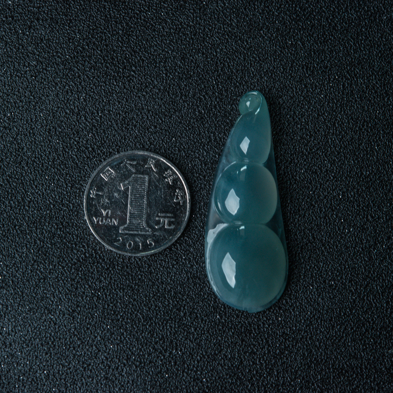 缅甸天然翡翠福豆吊坠-红掌柜