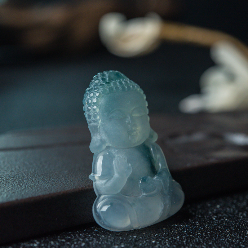 飘花翡翠宝宝佛吊坠-红掌柜
