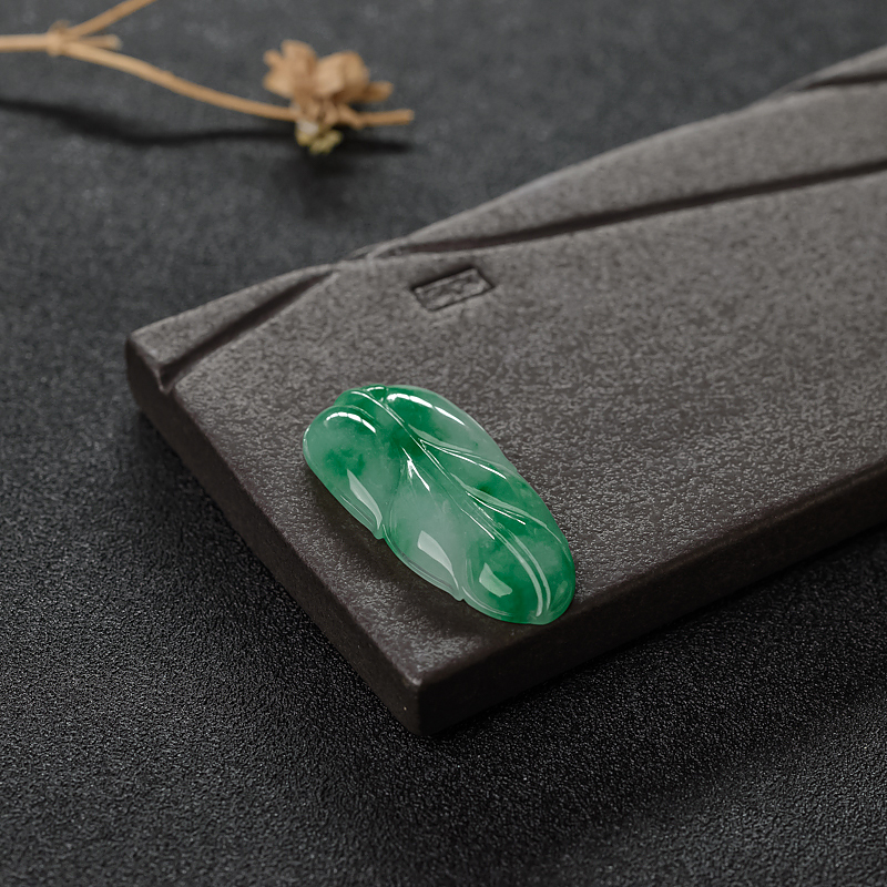 糯种飘翠翡翠叶子-红掌柜