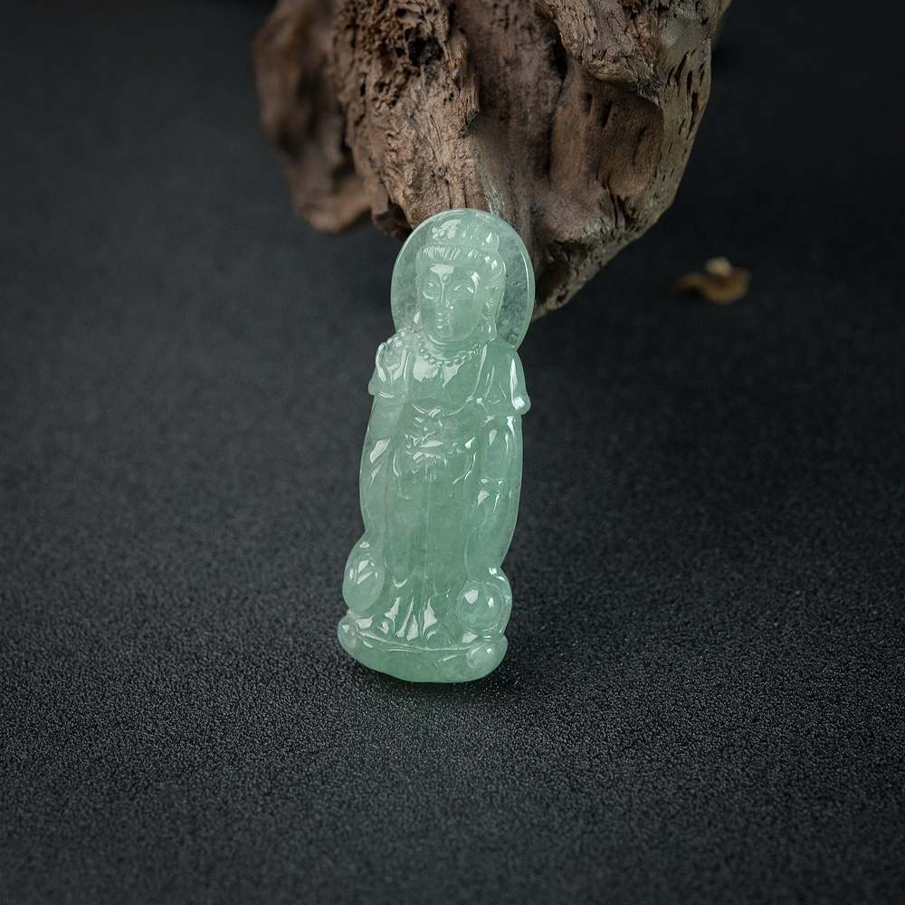糯种翡翠观音吊坠-红掌柜