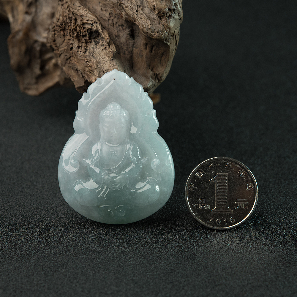 缅甸天然翡翠大日如来吊坠-红掌柜