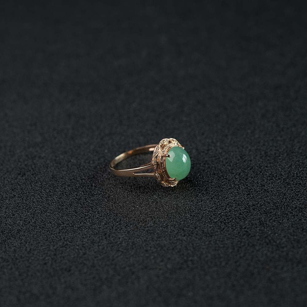 阳绿翡翠戒指-红掌柜